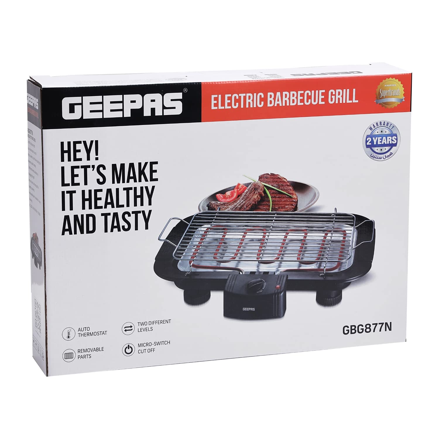 Geepas 2000W Electric Barbecue Grill - Table Grill, Auto-Thermostat Control with Overheat Protection - Space Saving, Detachable Heating Element - 1 Years Warranty Geepas 2000W Electric Barbecue Grill - Table Grill, Auto-Thermostat Control with Overheat Protection - Space Saving, Detachable Heating Element - 1 Years Warranty